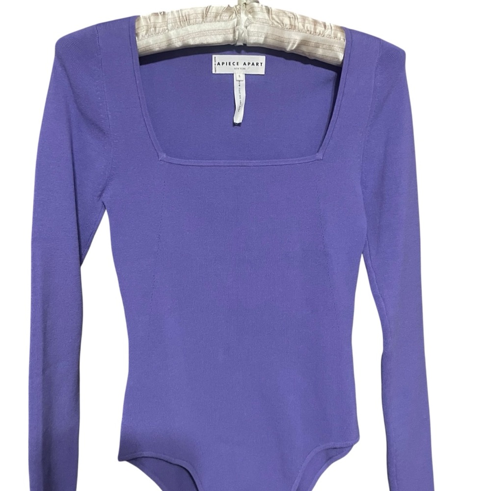 Apiece Apart Purple Marjetta Bodysuit Long Sleeve Top Size‎ S Comfortable Chick - Picture 3 of 10